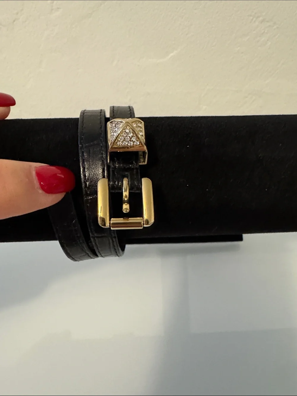 Henry Bendell Black Leather Wrap Bracelet with Gold Accents